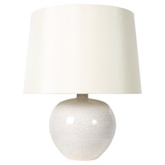 1930er Art Deco Off-White Crackle glasierte Tischlampe