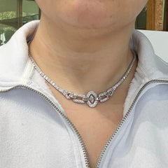 1930's Art Deco Old Cut Diamond Necklace Platinum