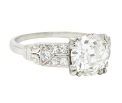 1930's Art Deco Old European 1.84 Carats Diamond Platinum Engagement Ring