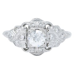 1930
s Art Deco Old European Cut Diamond Platinum Dinner Ring