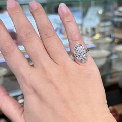 1930's Art Deco Old European Cut Diamond Shield Ring Platinum