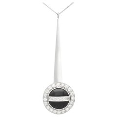 1930er Jahre Art Deco Onyx und Diamant Platin-Anhänger