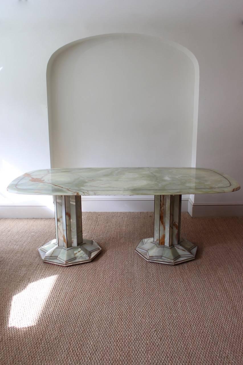 Copper 1930s Art Deco Onyx Dining Table