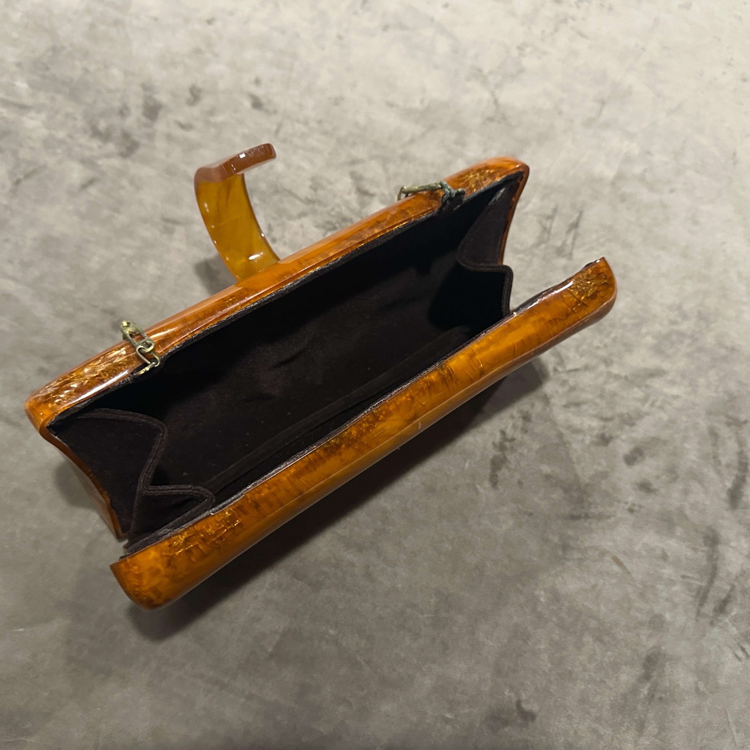 1930s Art Deco Orange Amber Bakelite Evening Shoulder Bag 1