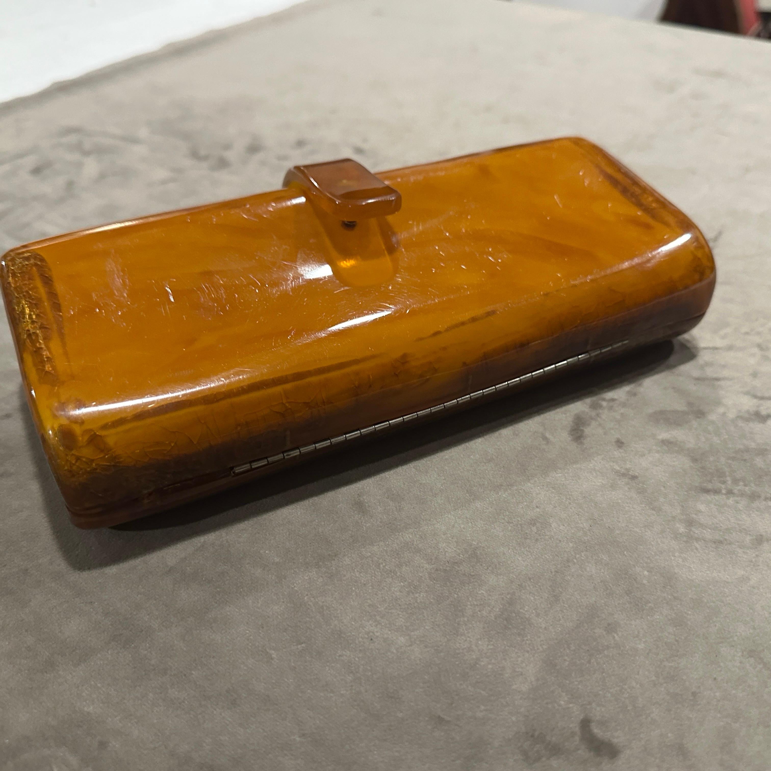1930s Art Deco Orange Amber Bakelite Evening Shoulder Bag 3