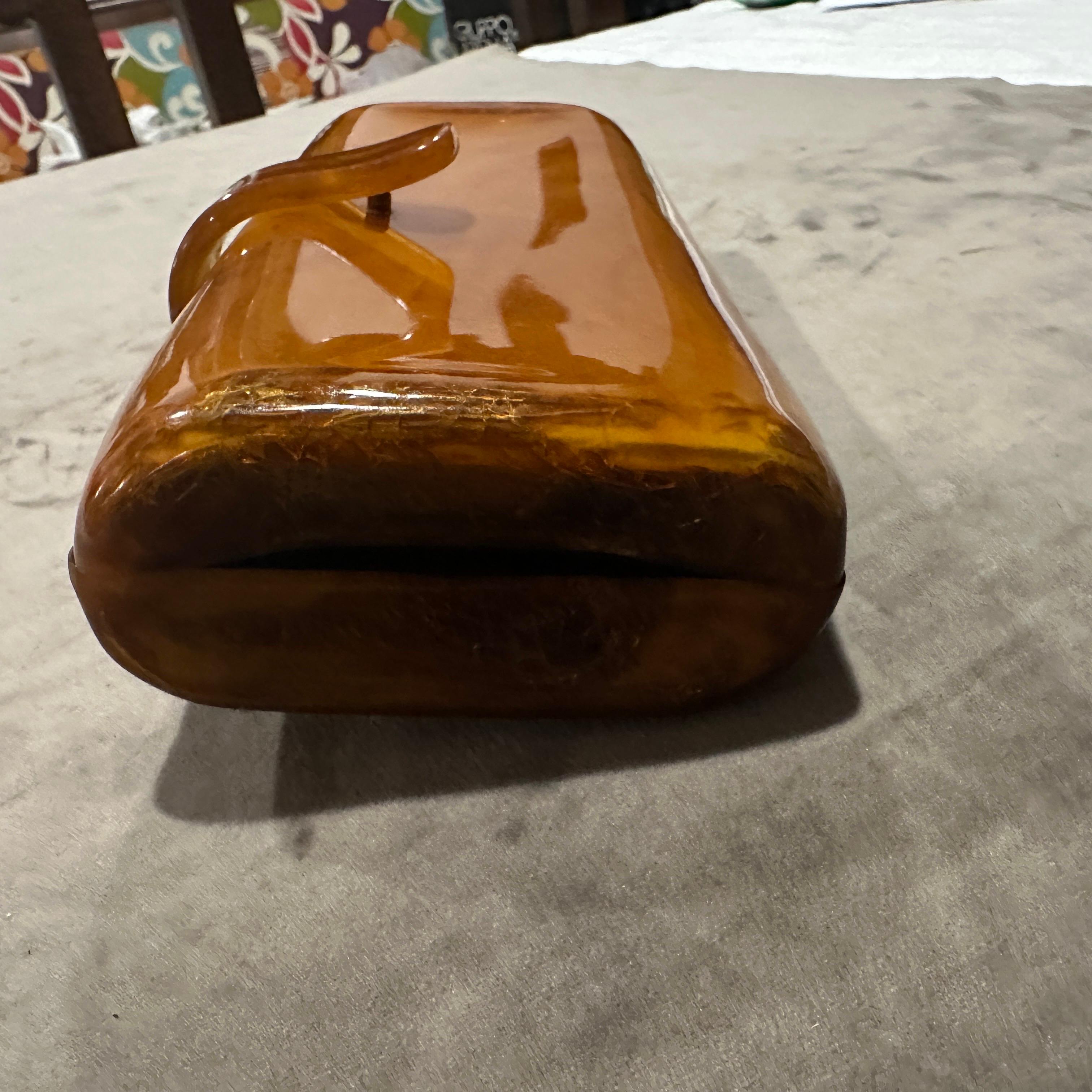 1930s Art Deco Orange Amber Bakelite Evening Shoulder Bag 4