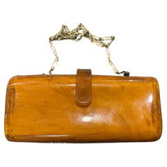 1930s Art Deco Orange Amber Bakelite Evening Shoulder Bag