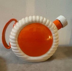 1930s Art Deco Orange and White Ceramic Rosolio Set by Rometti Umbertide