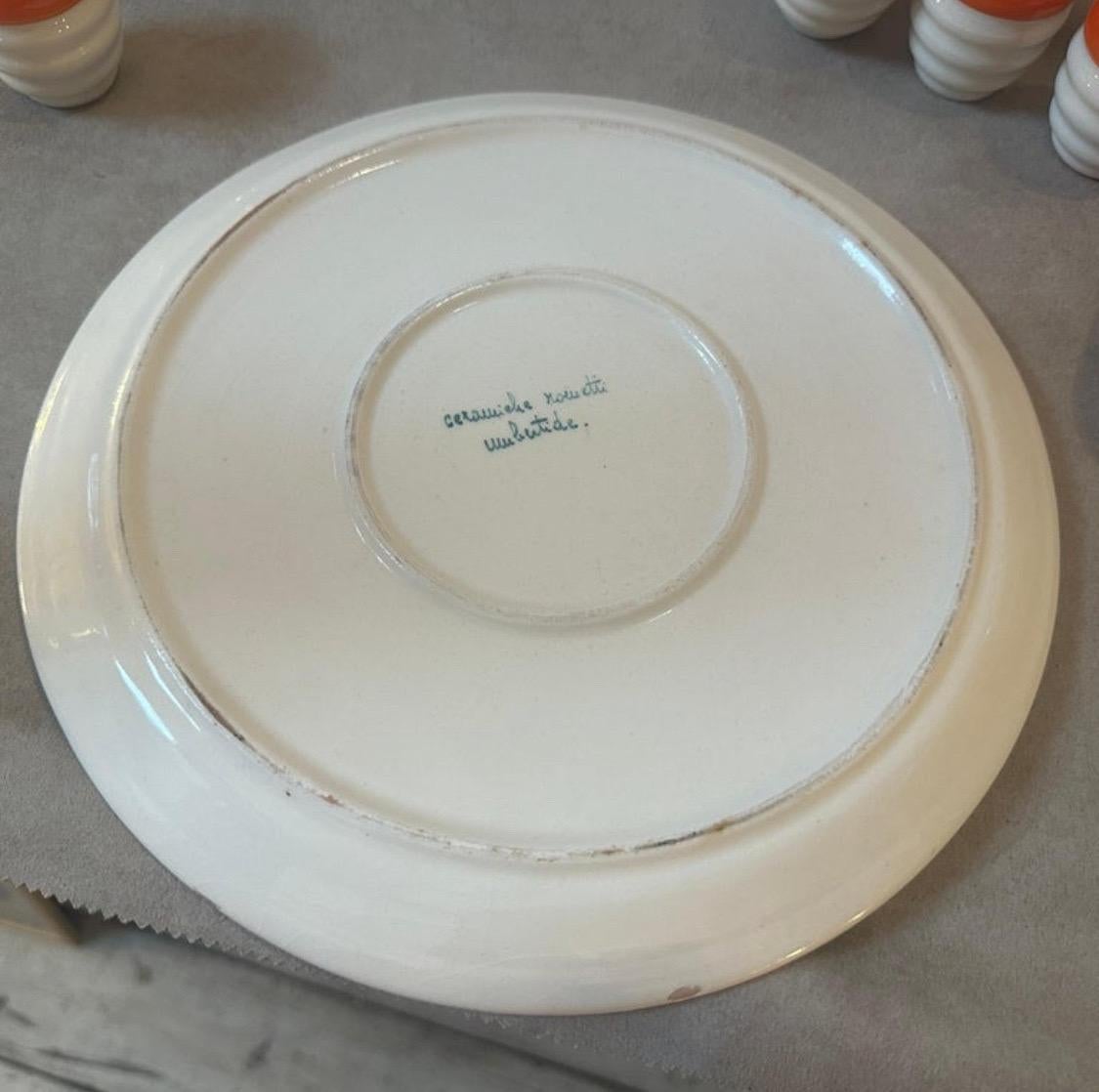 Set di rosoli in ceramica arancione e bianca Art Deco degli anni '30 di Rometti Umbertide In condizioni buone in vendita a Aci Castello, IT