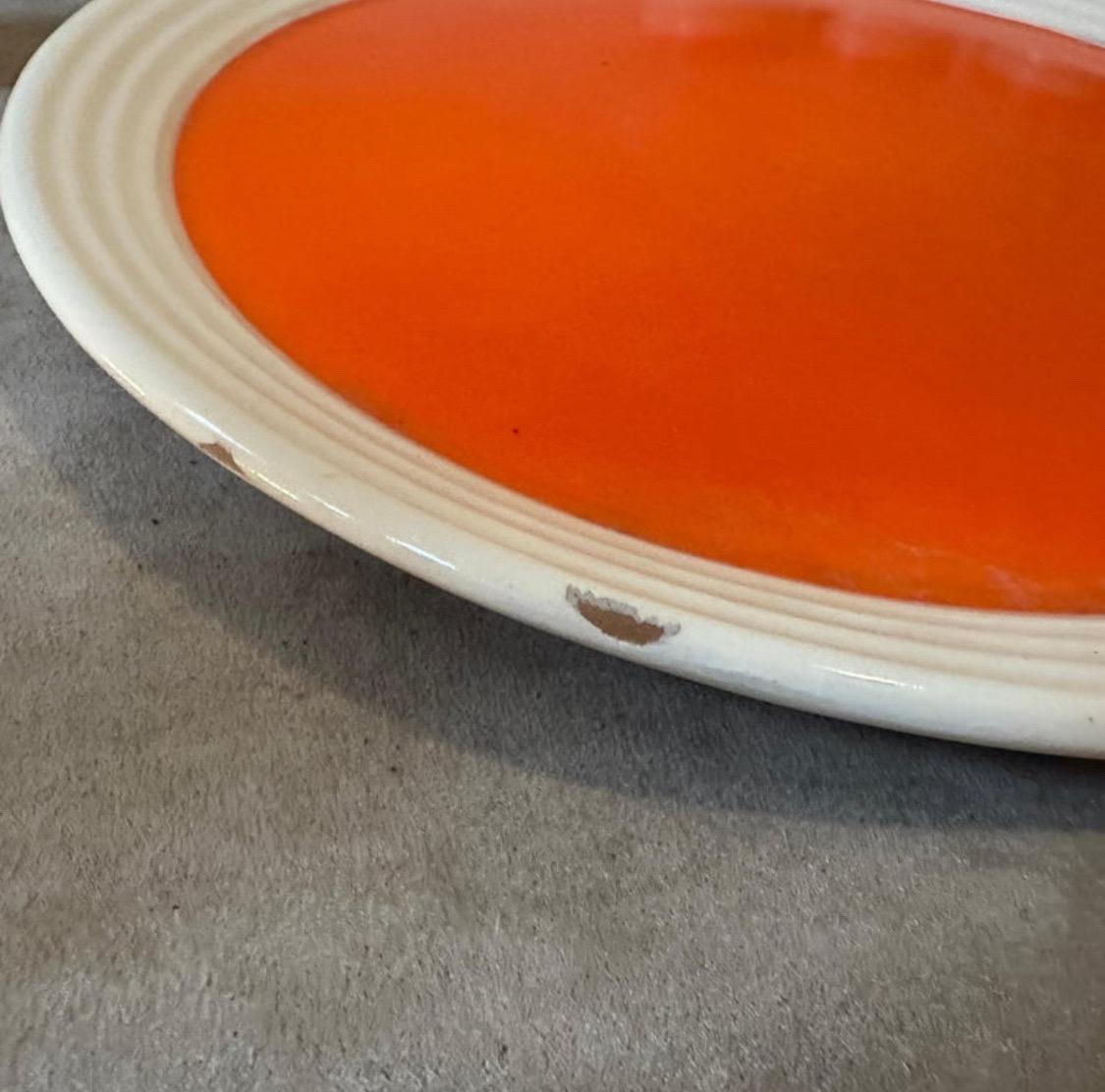 Set di rosoli in ceramica arancione e bianca Art Deco degli anni '30 di Rometti Umbertide in vendita 1