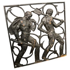 1930s Art Deco Painted Black Iron German Panel