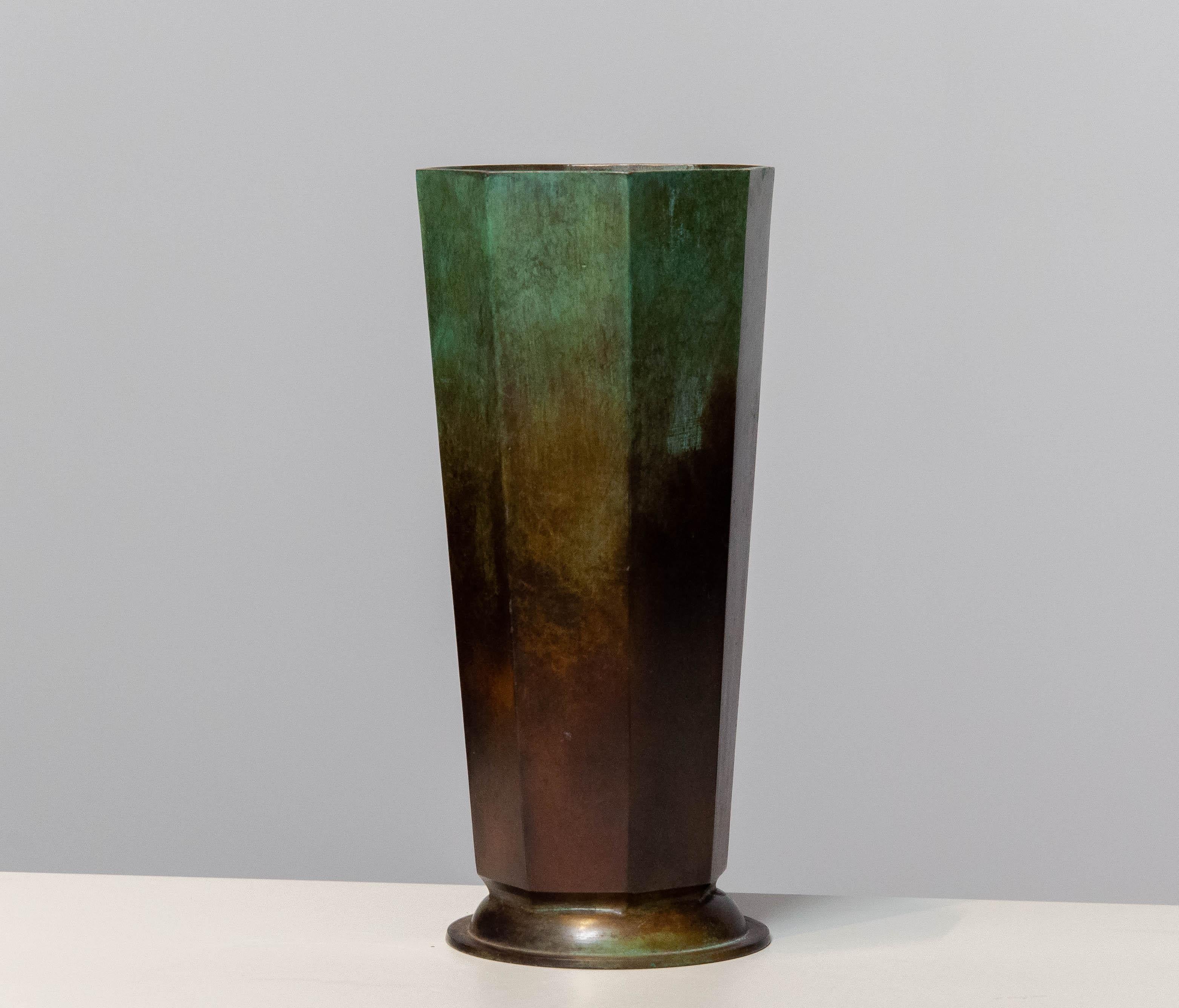 Swedish 1930's Art Deco Patinated Bronze Vase by GAB Guldsmedsaktiebolaget from Sweden