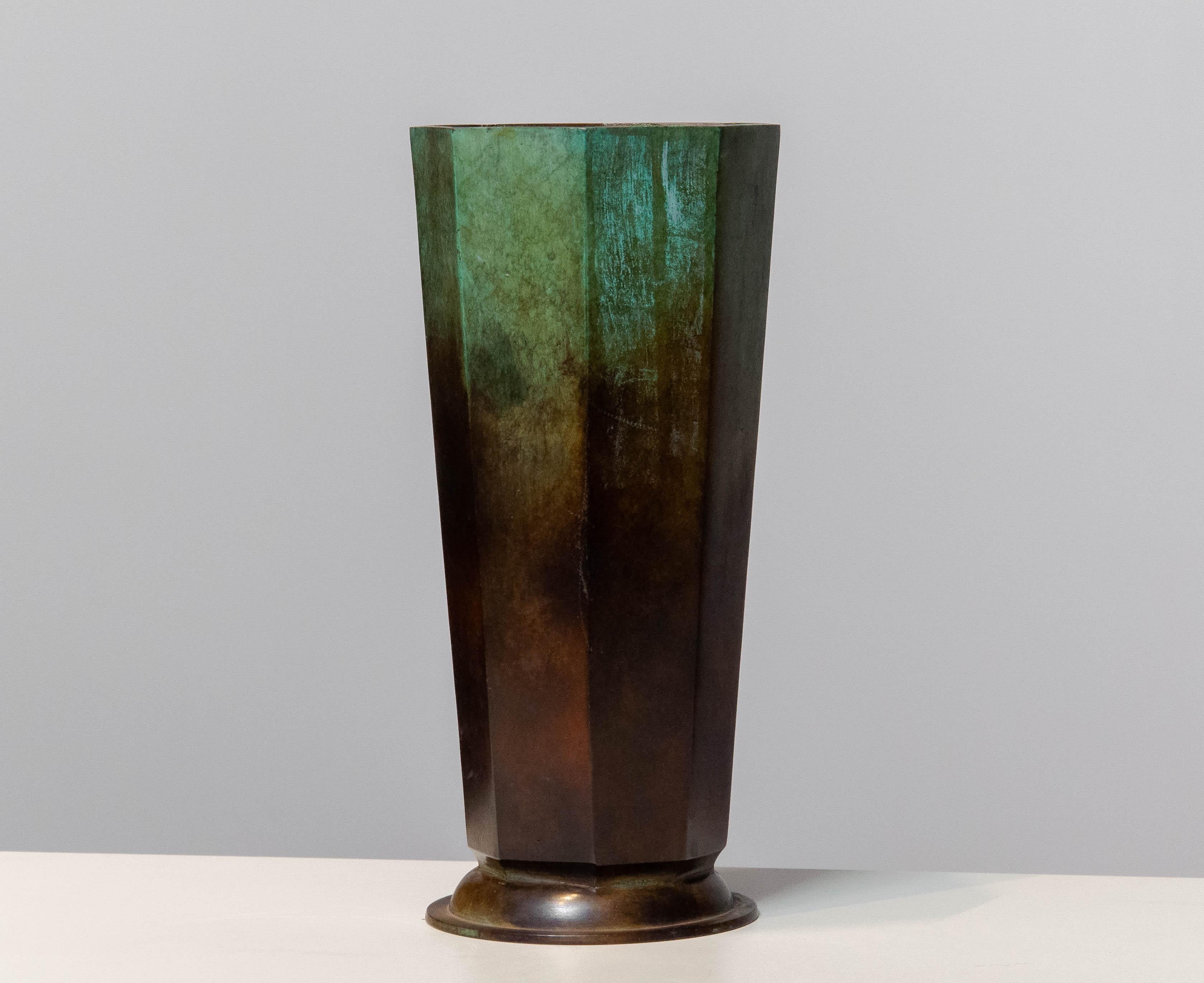 Mid-20th Century 1930's Art Deco Patinated Bronze Vase by GAB Guldsmedsaktiebolaget from Sweden