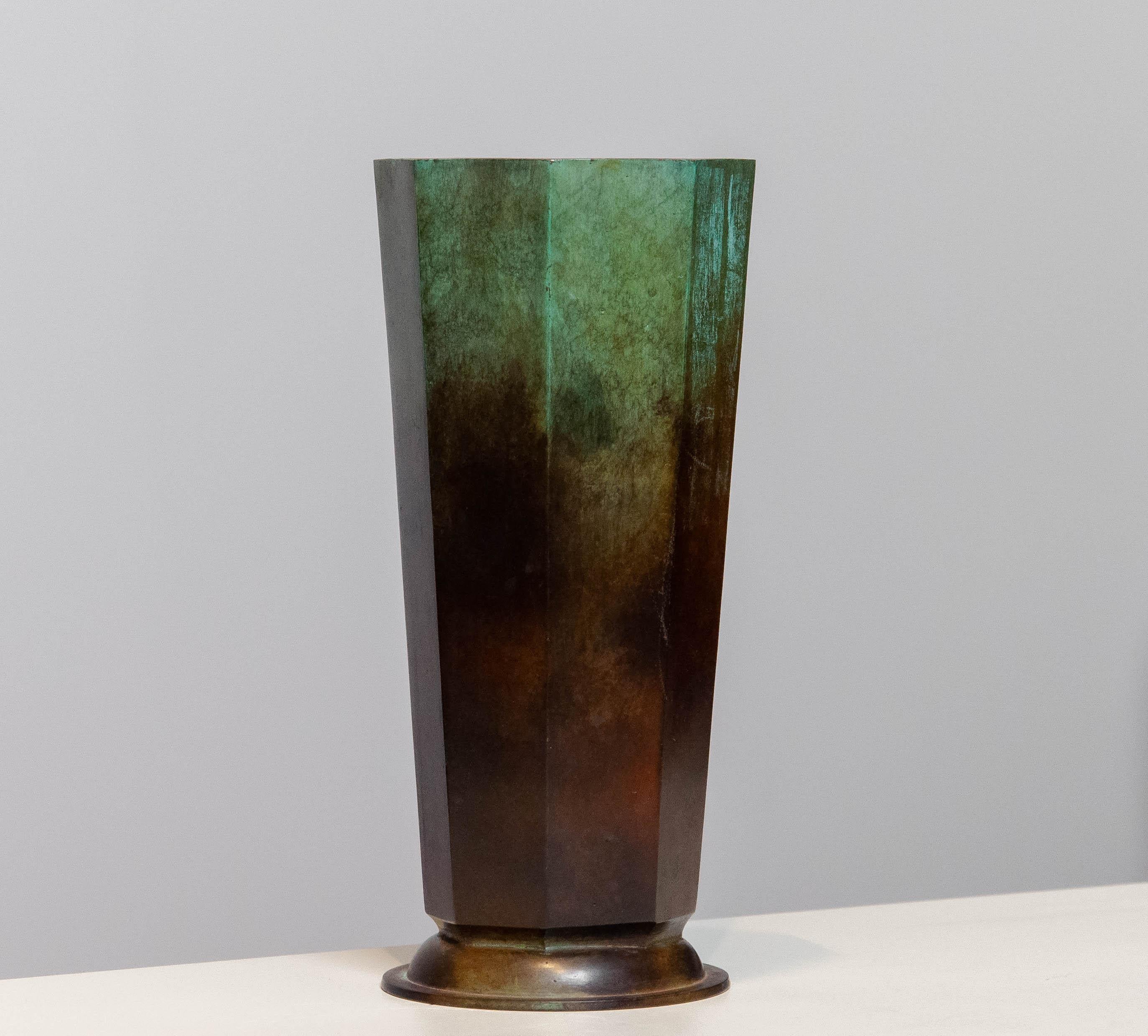 1930's Art Deco Patinated Bronze Vase by GAB Guldsmedsaktiebolaget from Sweden 1