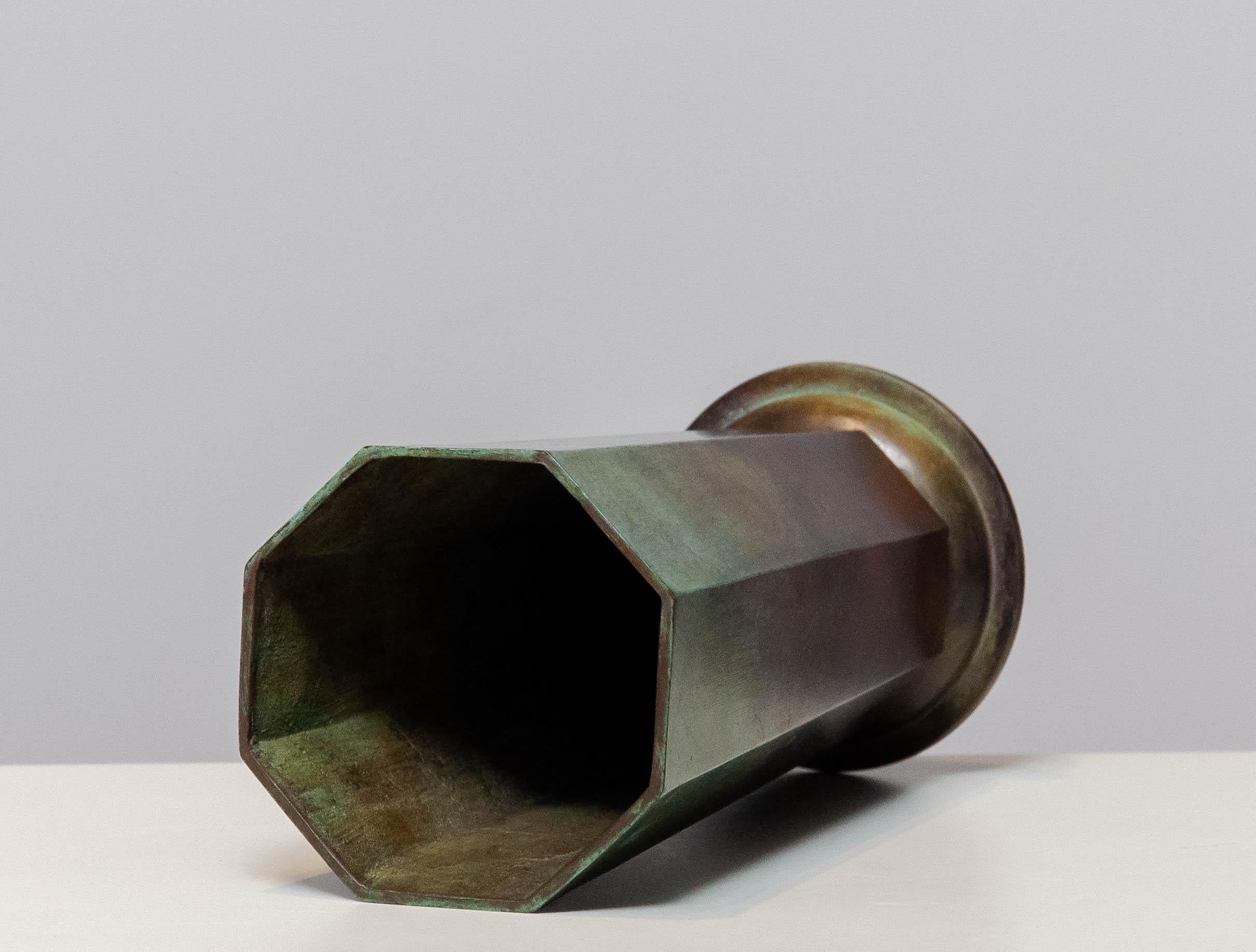 1930's Art Deco Patinated Bronze Vase by GAB Guldsmedsaktiebolaget from Sweden 2