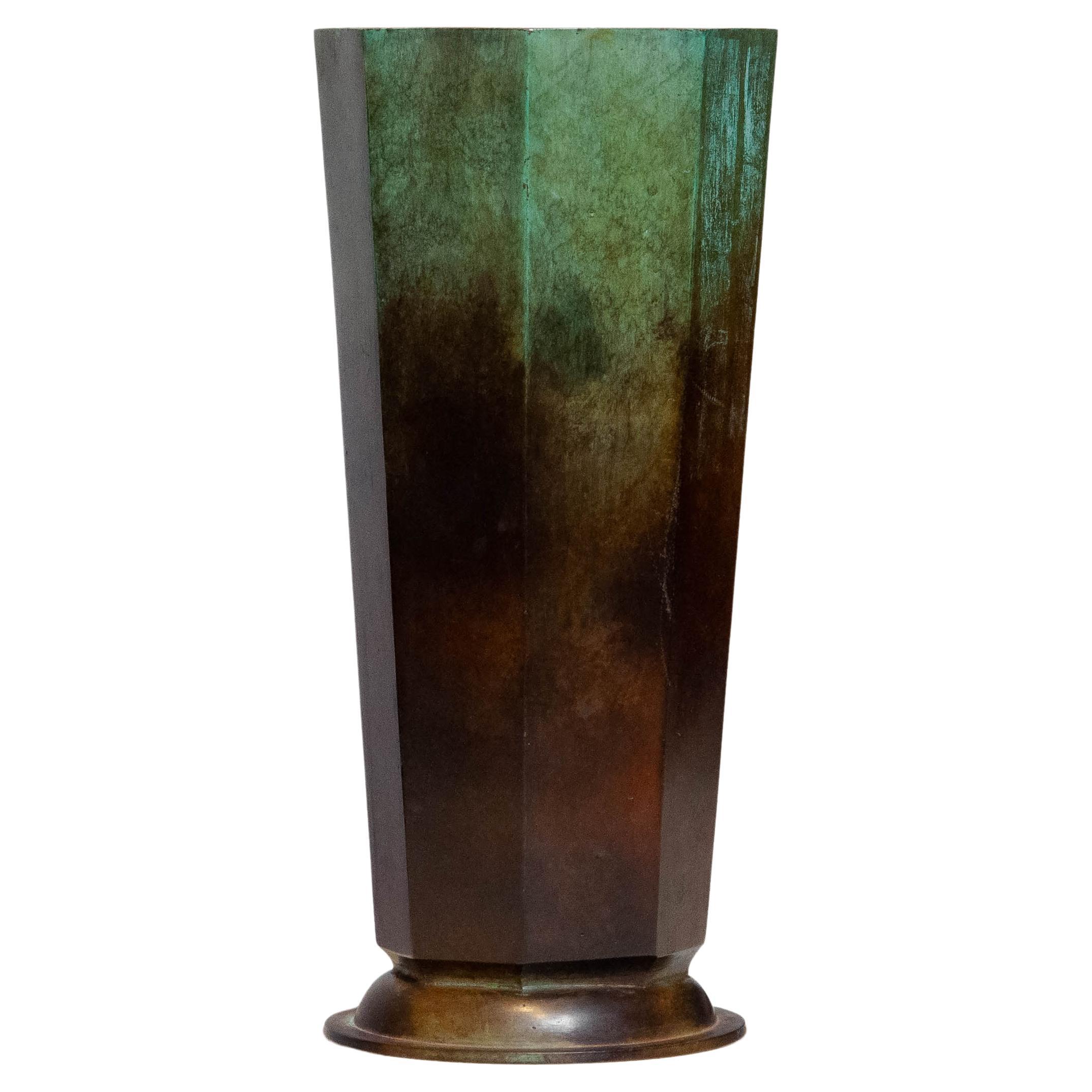 1930's Art Deco Patinated Bronze Vase by GAB Guldsmedsaktiebolaget from Sweden