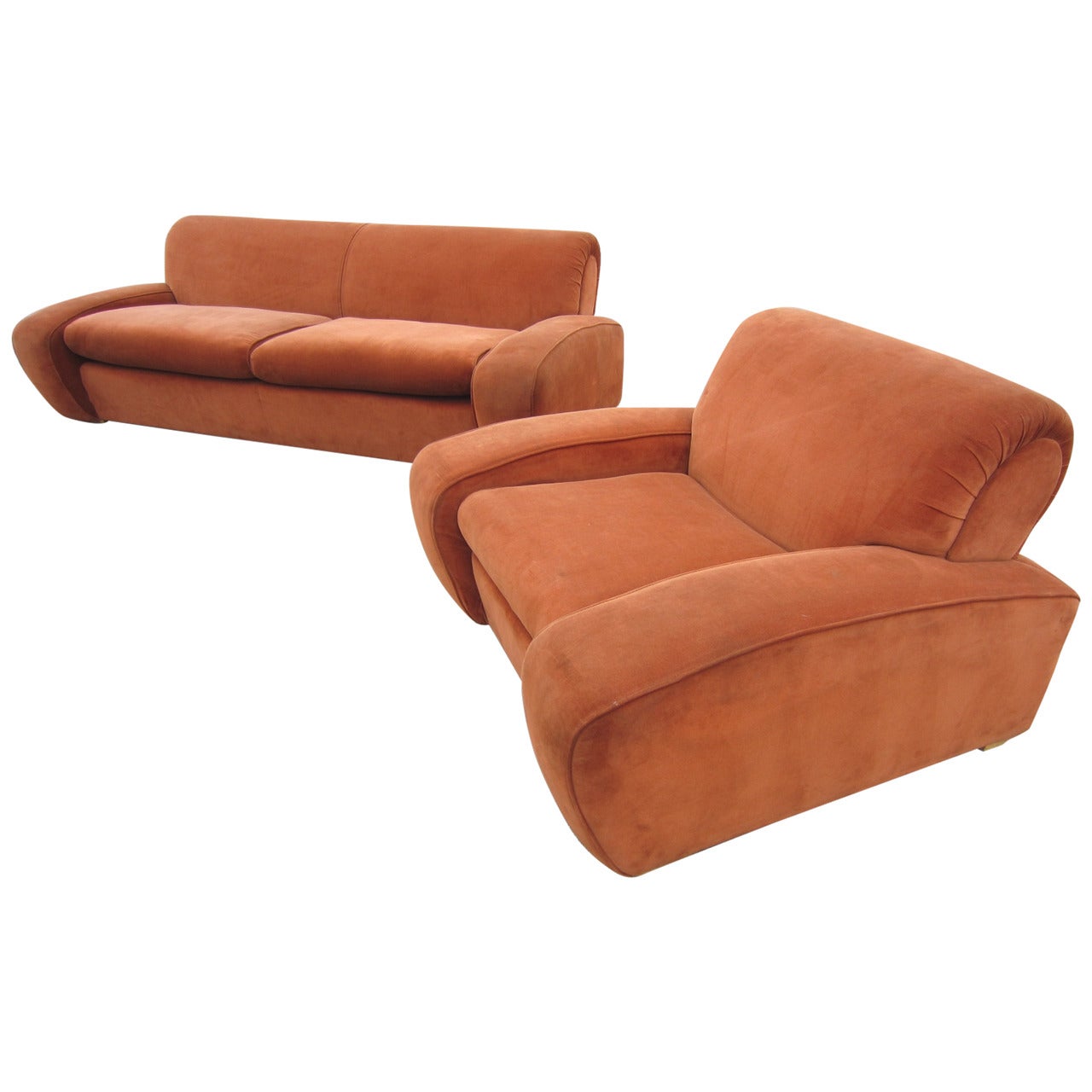 Mid-20th Century Art Deco Paul Frankl Lounge Chair and Sofa Set