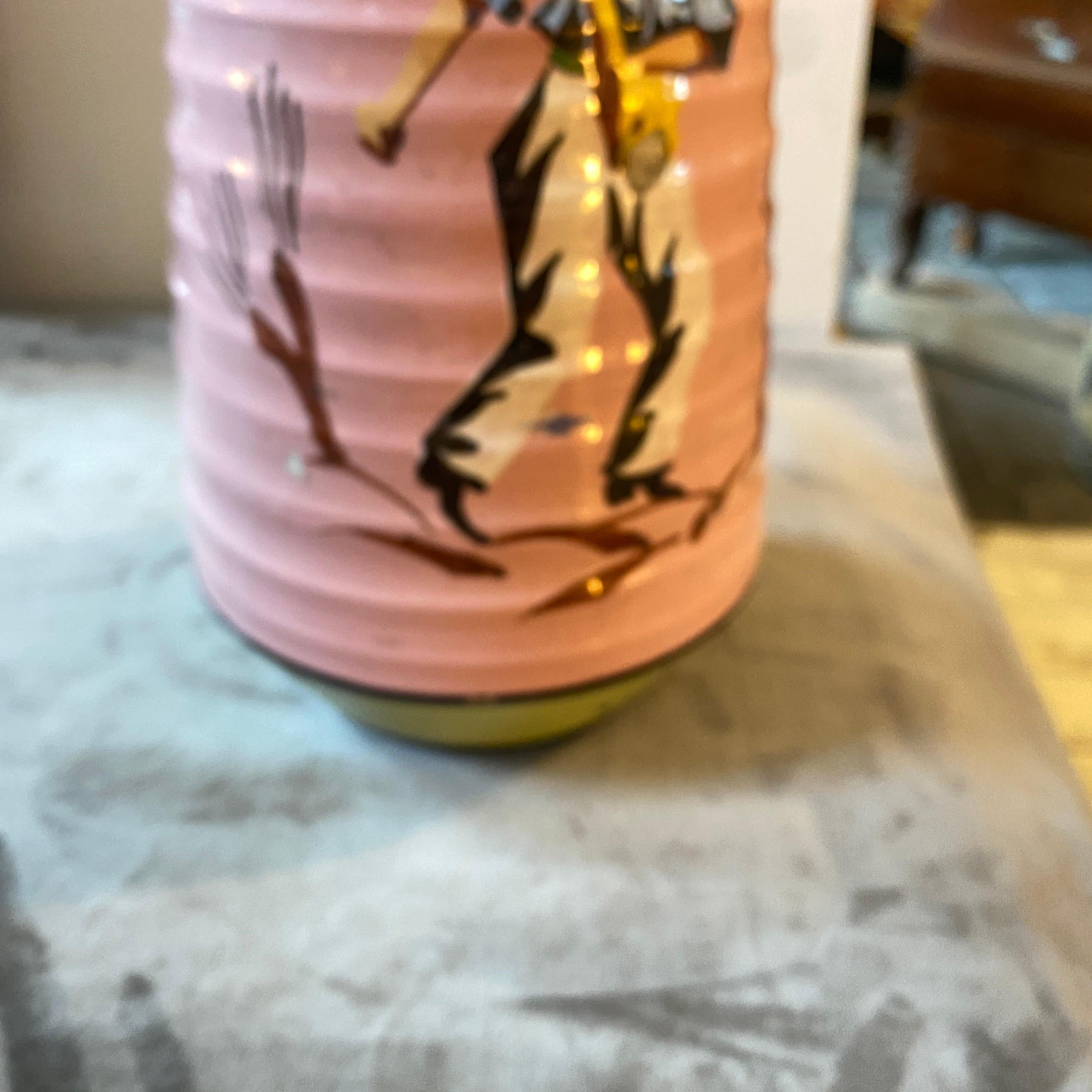 1930s Art Deco Pink and Green Ceramic Italian Vase 5