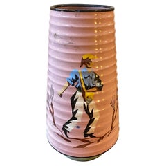 1930s Art Deco Pink and Green Ceramic Italian Vase