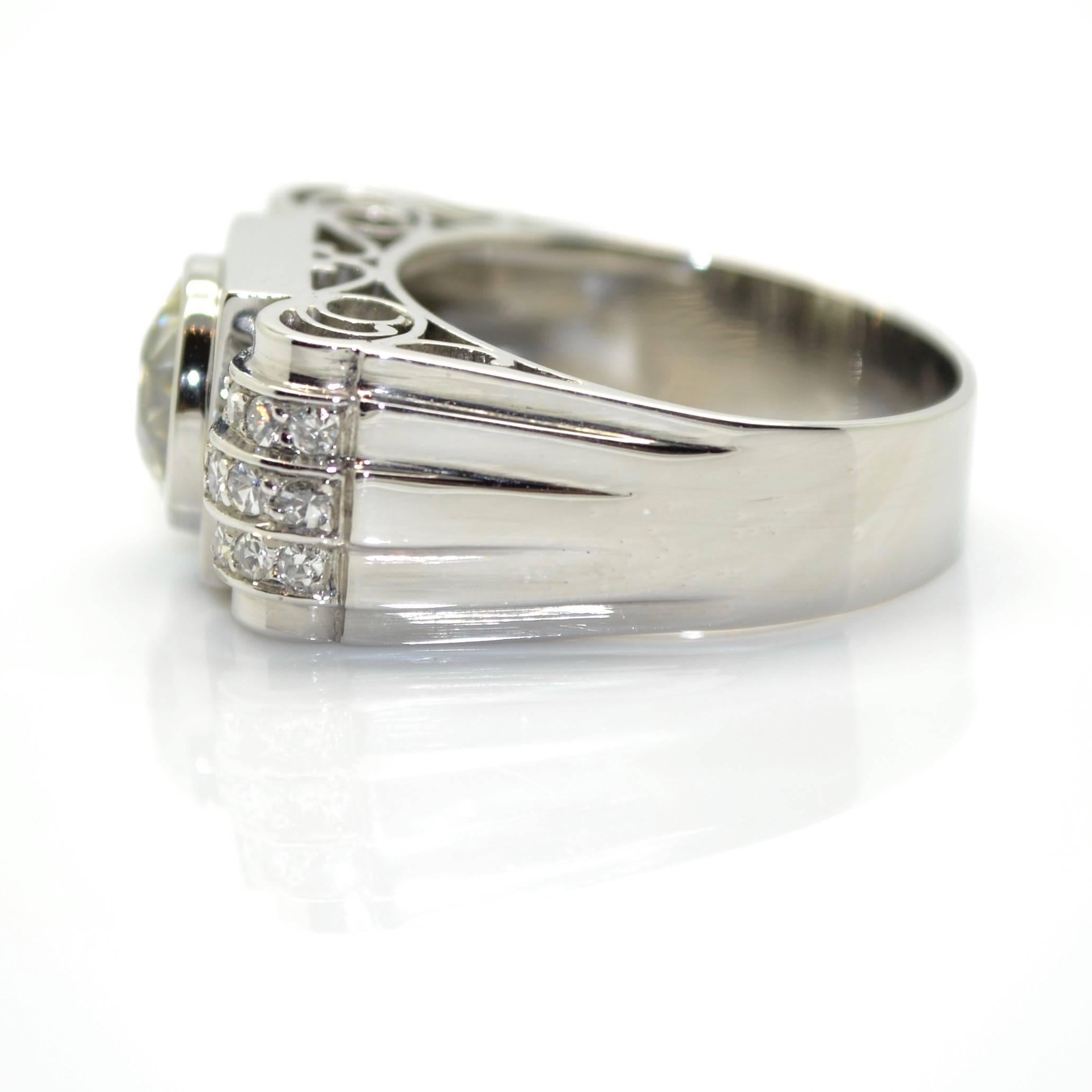 Art Deco 1930s Art-Deco Platinum 2.30 Carat Diamond Solitaire Engagement Ring For Sale