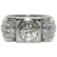 1930s Art-Deco Platinum 2.30 Carat Diamond Solitaire Engagement Ring