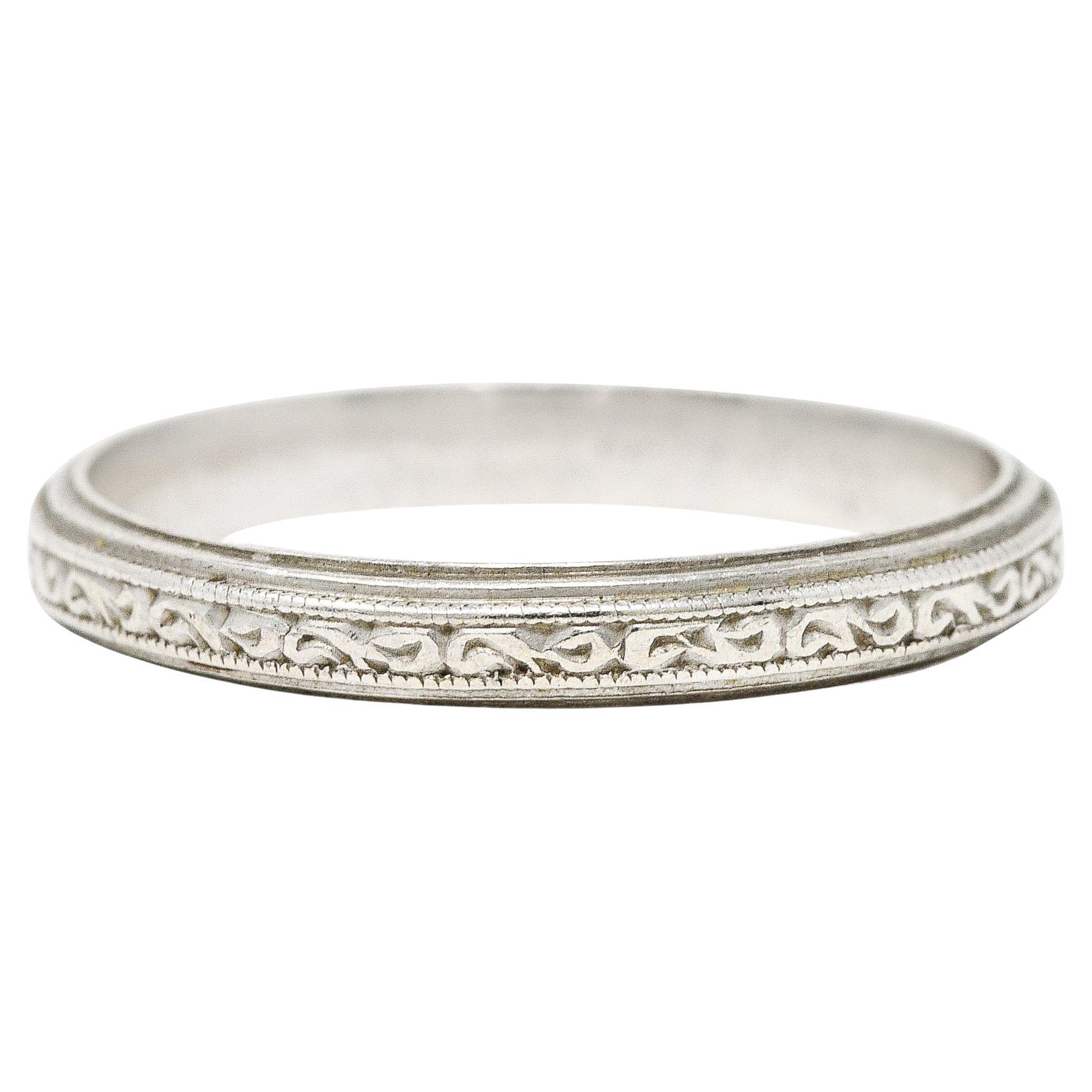 1930's Art Deco Platinum Scrolling Stacking Band Ring