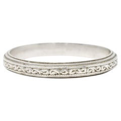 1930's Art Deco Platinum Scrolling Stacking Band Ring