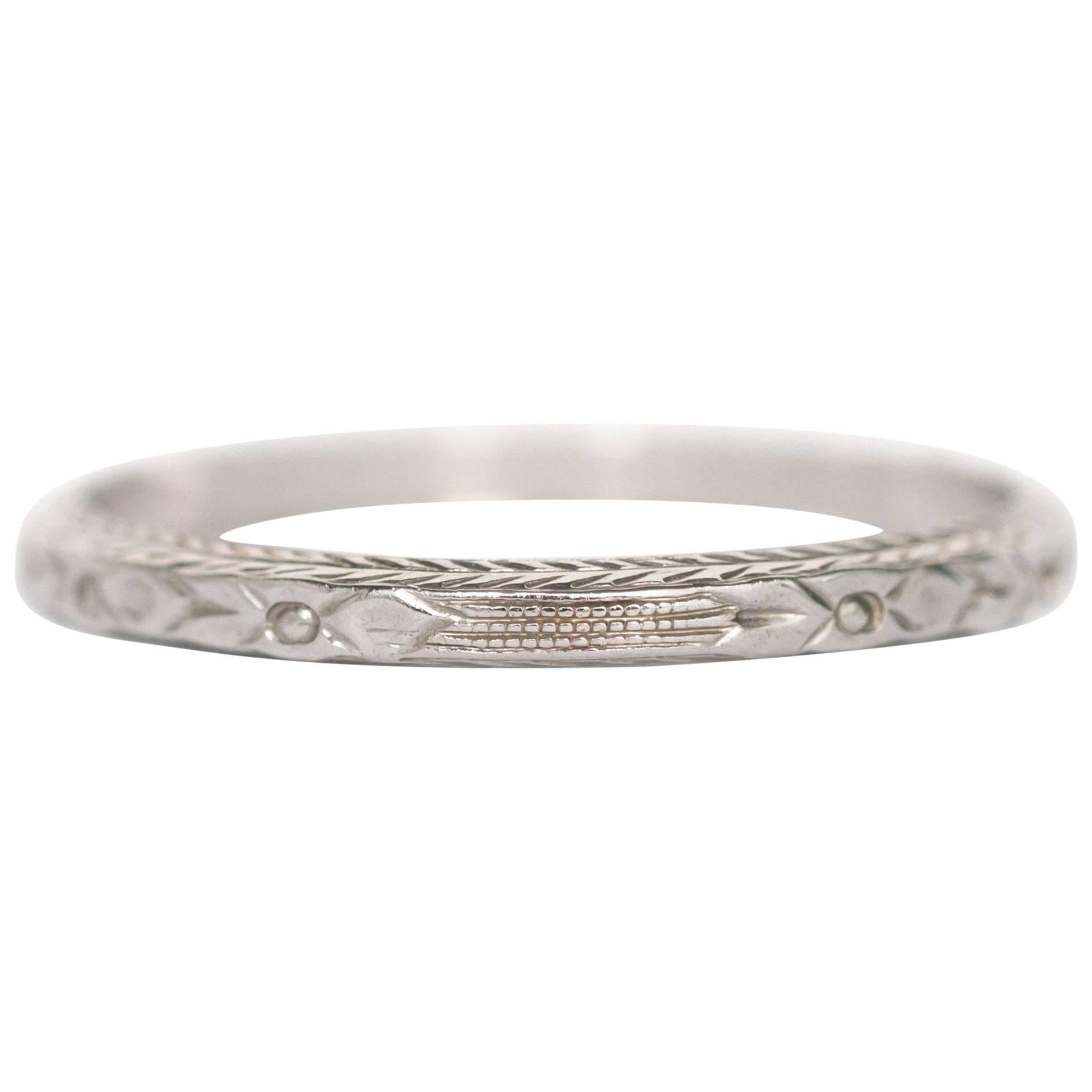 1930s Art Deco Platinum Wedding Band