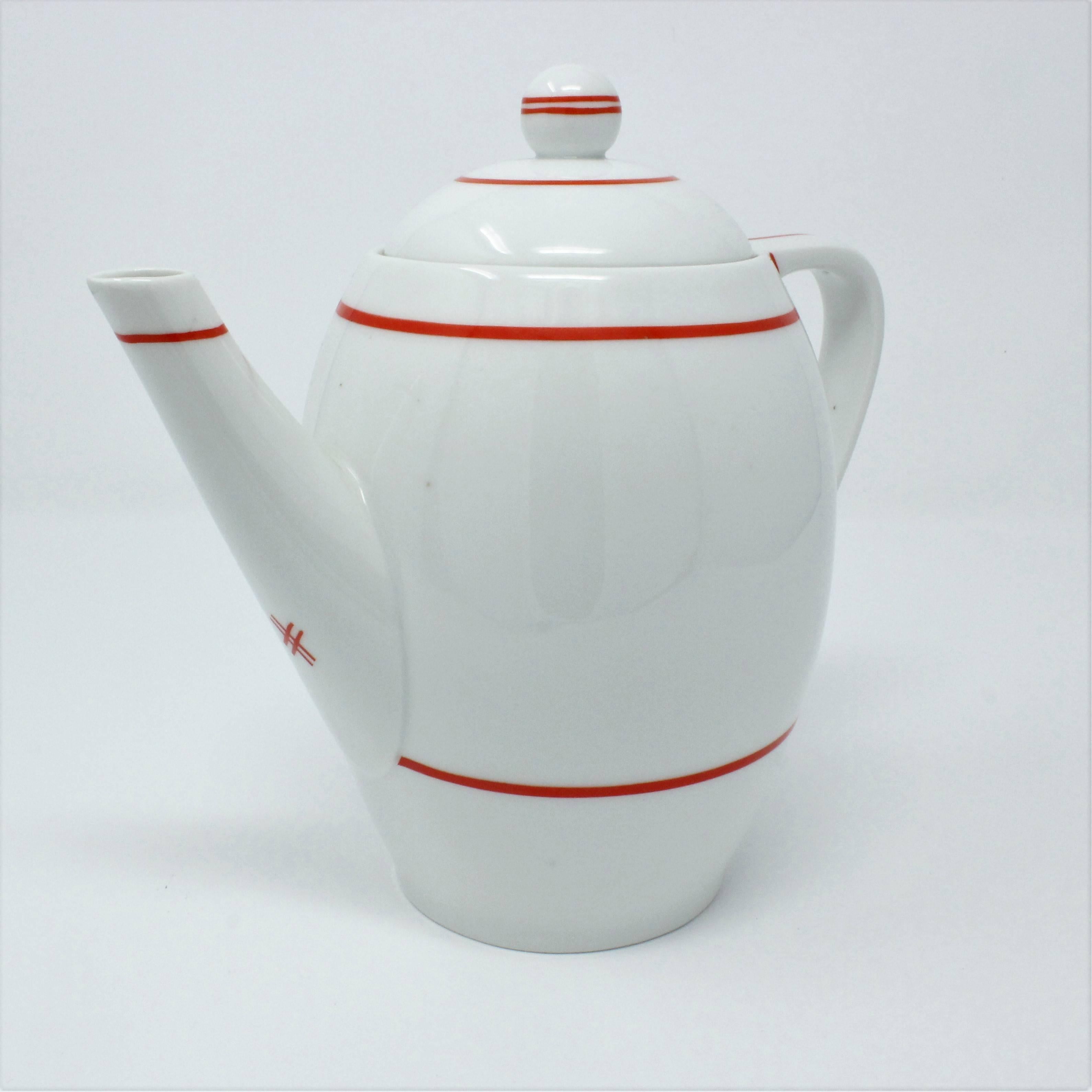 Czech 1930s Art Deco Porcelain Haas & Czjzek Teapot For Sale