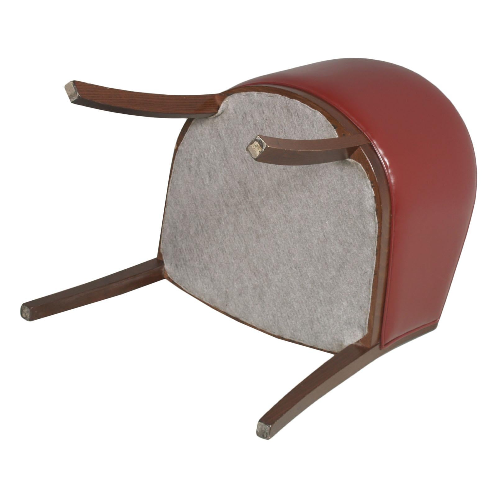 Paire de fauteuils Pozzetto Art Déco des années 1930, style Jules Leleu, noyer, assise en cuir en vente 1