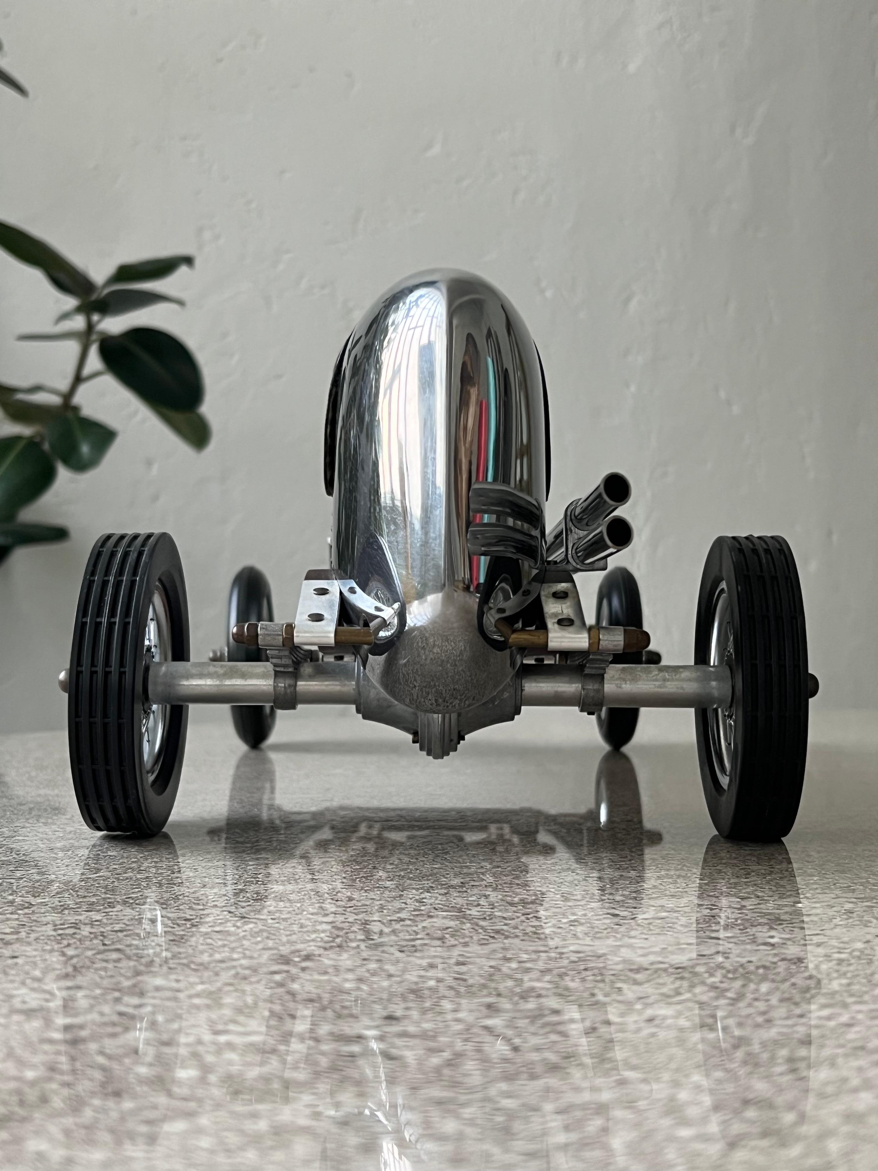 1930s Art Deco Race Car Metal Model, Highly Detailed, Collectible Decorative For Sale 3