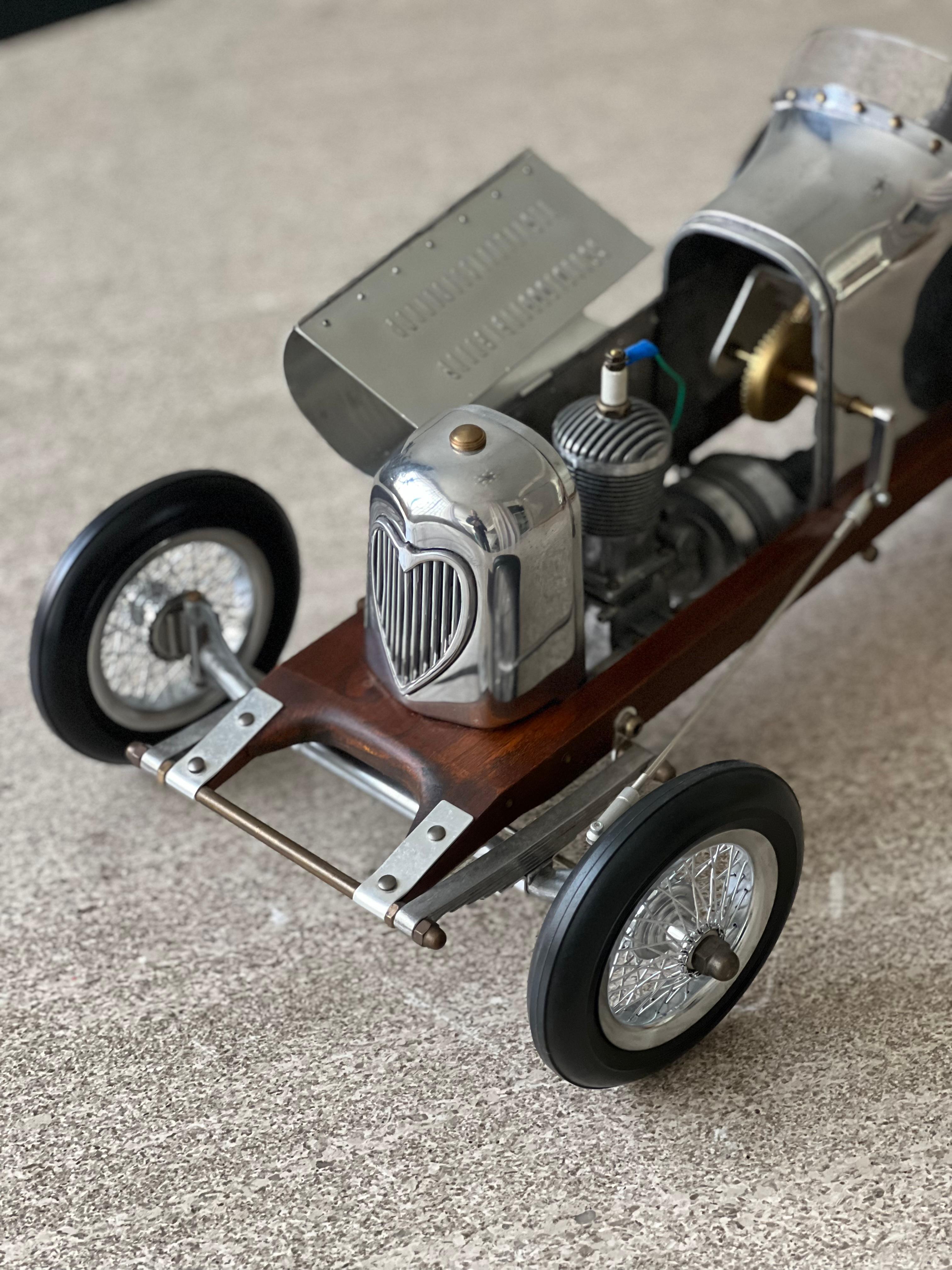 Stainless Steel 1930s Art Deco Race Car Metal Model, Highly Detailed, Collectible Decorative For Sale