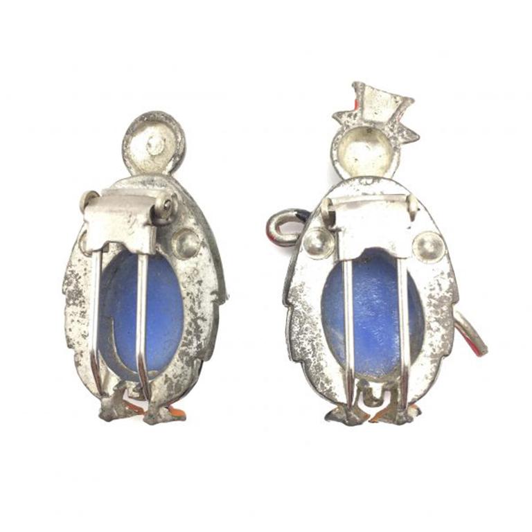 Women's 1930s Art Deco Rare Mr & Mrs Penguin Early Coro Fur Clips