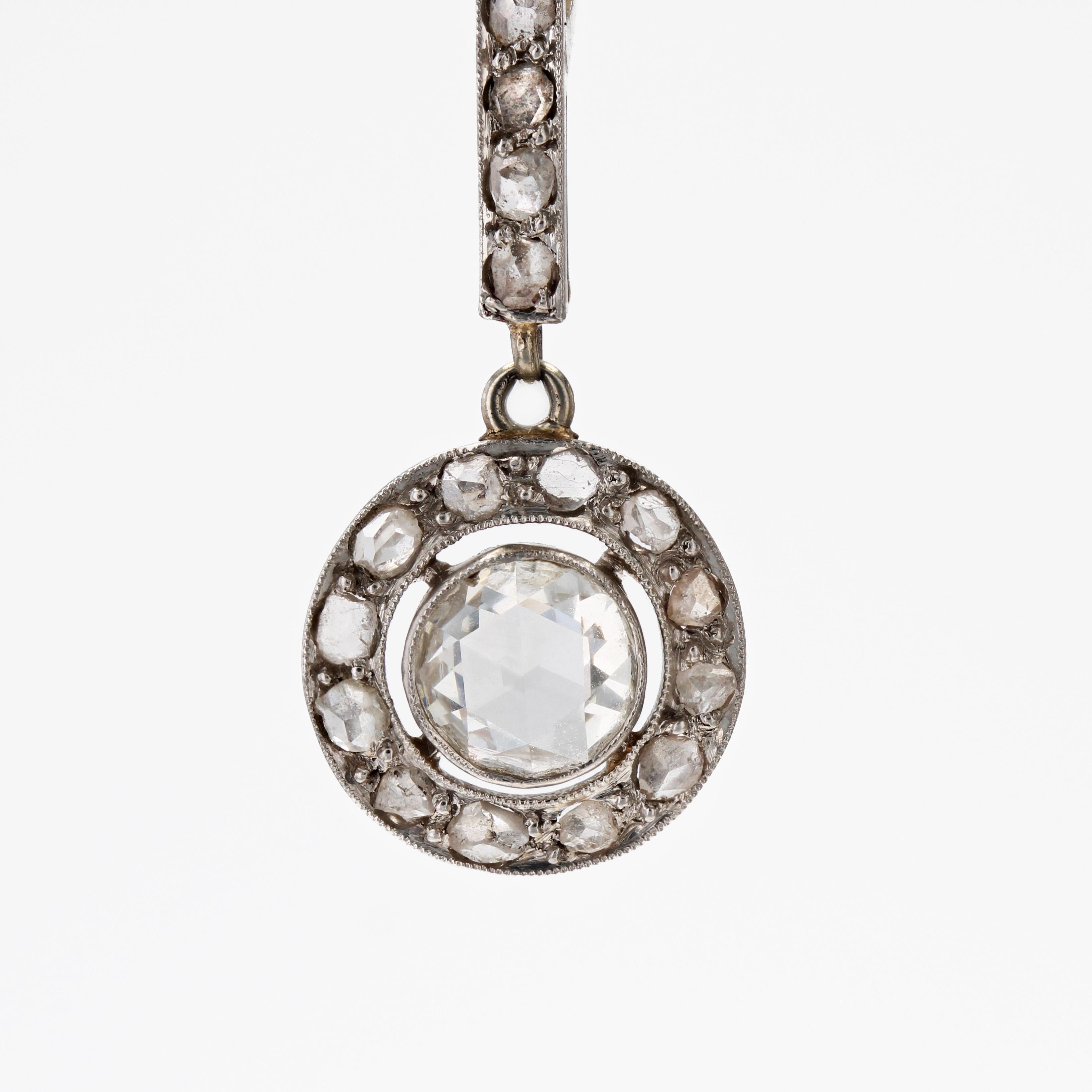 1930s Art Deco Rose cut Diamonds Platinum Dangle Earrings For Sale 6