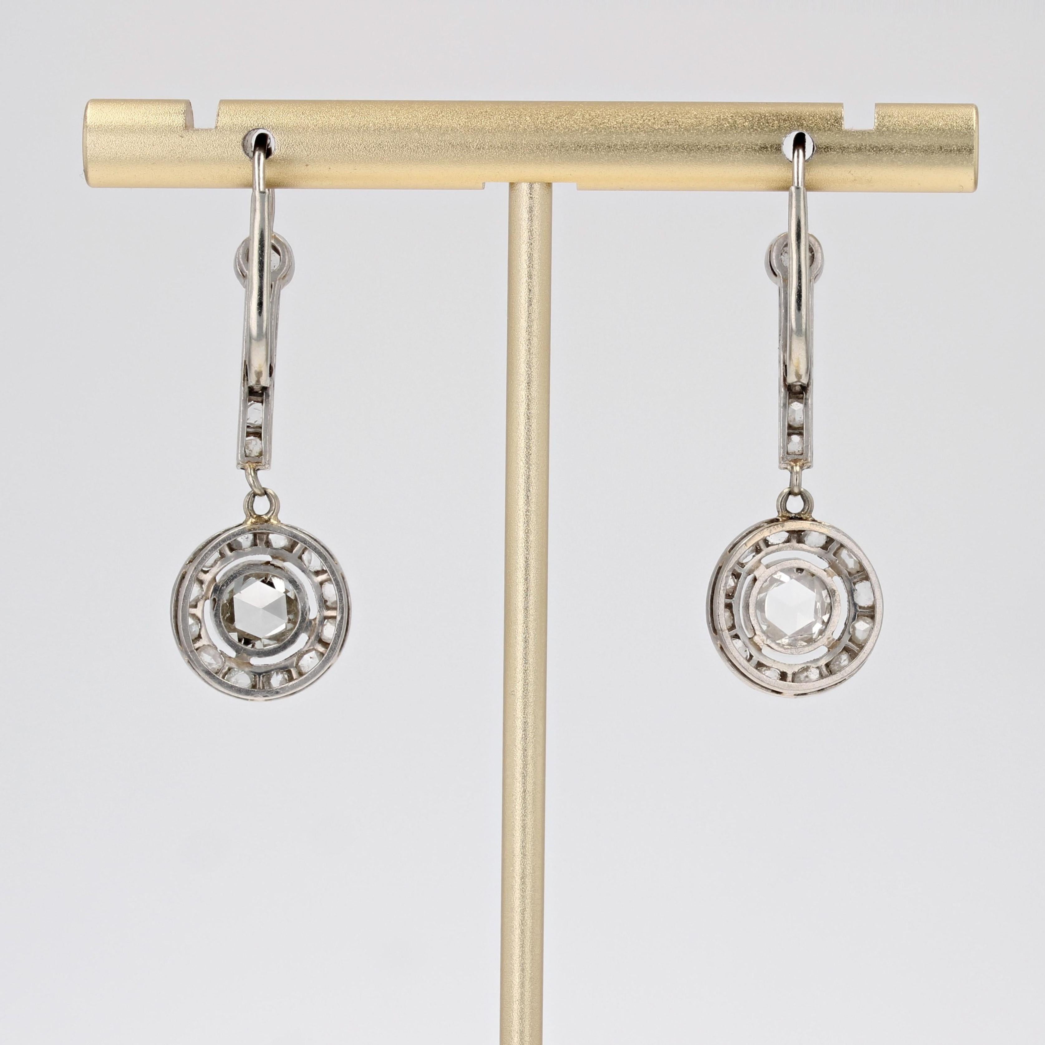 1930s Art Deco Rose cut Diamonds Platinum Dangle Earrings For Sale 9
