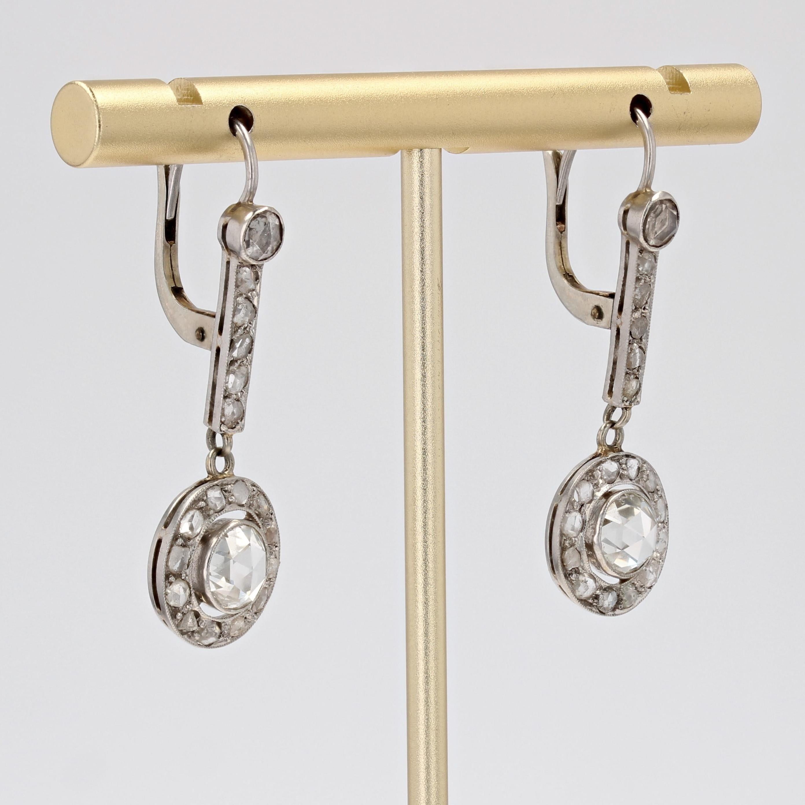 1930s Art Deco Rose cut Diamonds Platinum Dangle Earrings For Sale 1