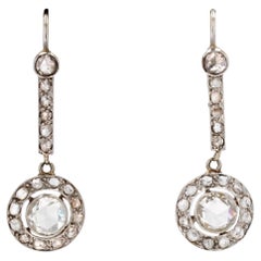 Vintage 1930s Art Deco Rose cut Diamonds Platinum Dangle Earrings