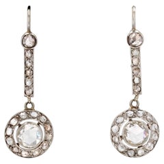 1930s Art Deco Rose cut Diamonds Platinum Dangle Earrings