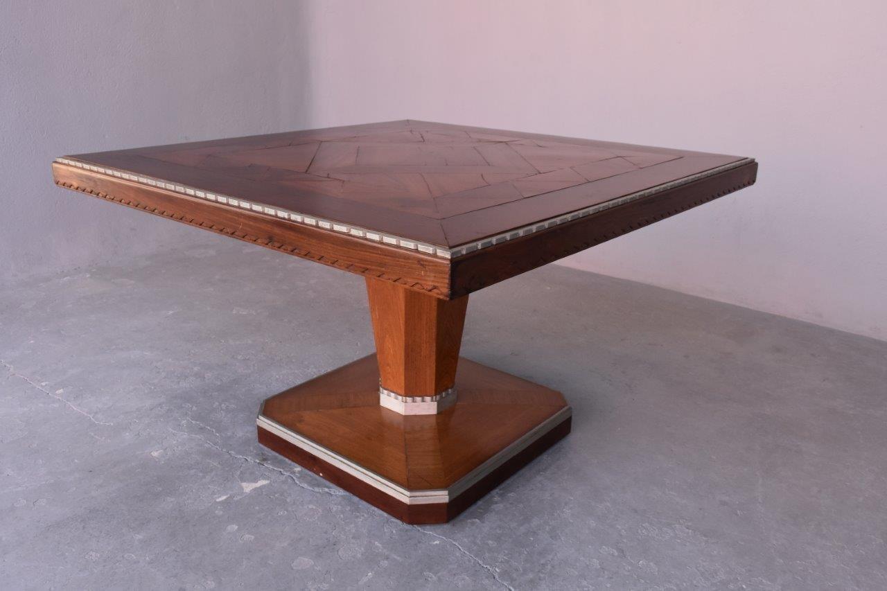 French 1930s Art Deco Rosewood Square Pedestal Table For Sale