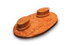 1930s Art Deco Rouge Marble Desk Set with 2 Inkwells Glass Linings and Pen Well