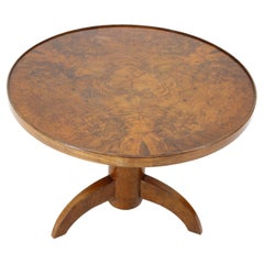 1930s Art Deco Round Table in Walnut, Czechoslovakia