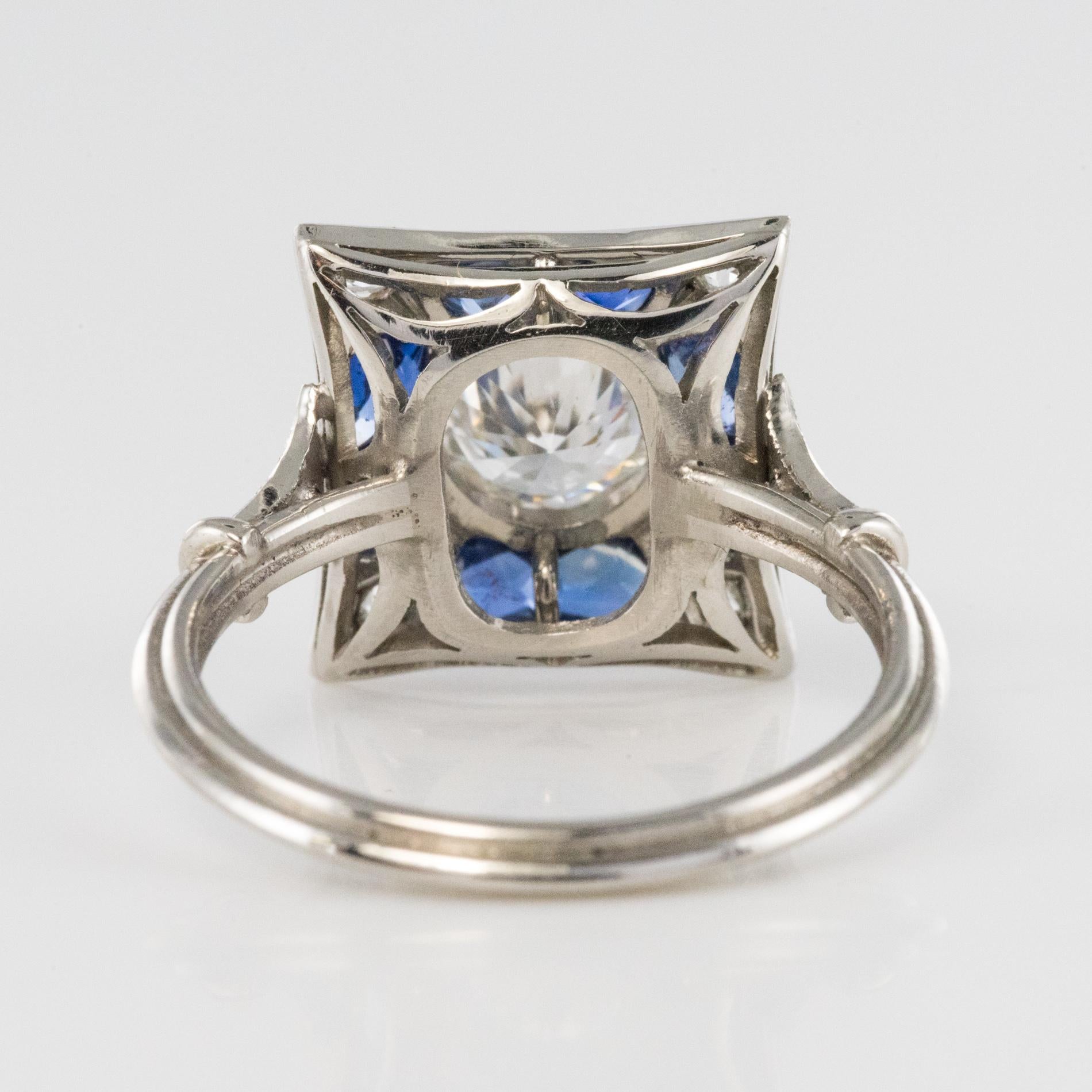 1930s Art Deco Sapphires Diamonds Platinum Ring 5