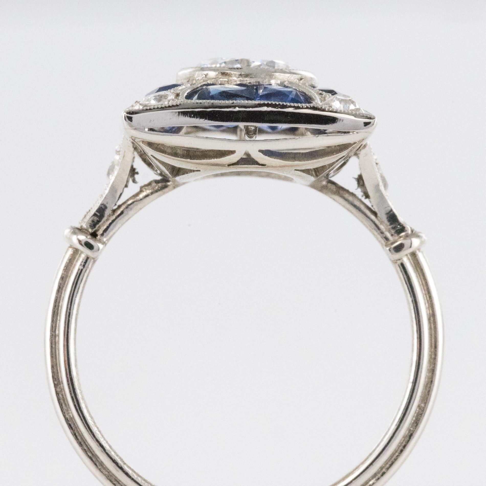 1930s Art Deco Sapphires Diamonds Platinum Ring 7