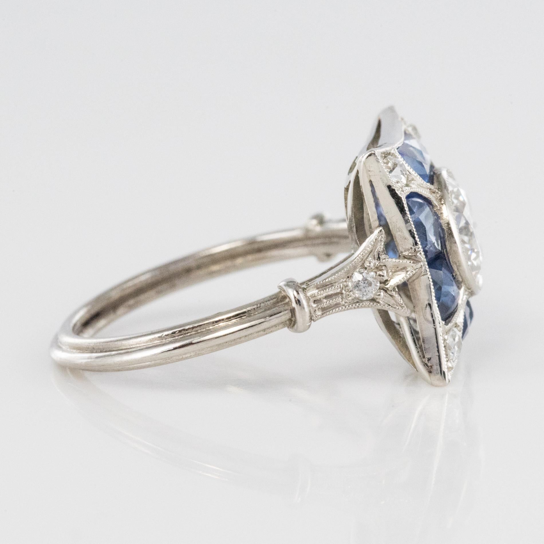 1930s Art Deco Sapphires Diamonds Platinum Ring 8