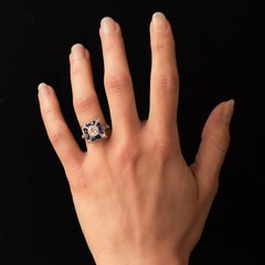 1930s Art Deco Sapphires Diamonds Platinum Ring