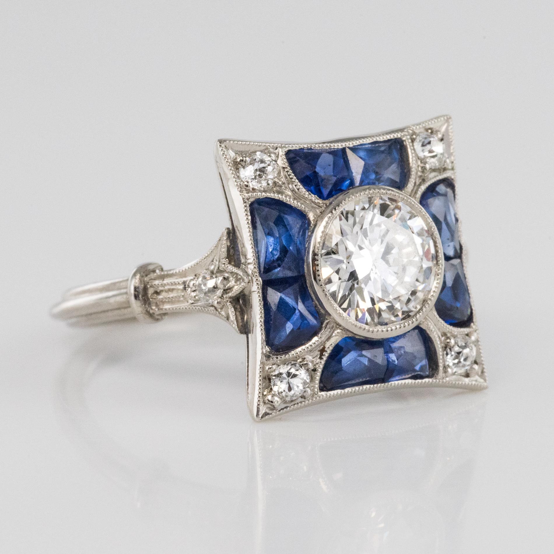 1930s Art Deco Sapphires Diamonds Platinum Ring 4
