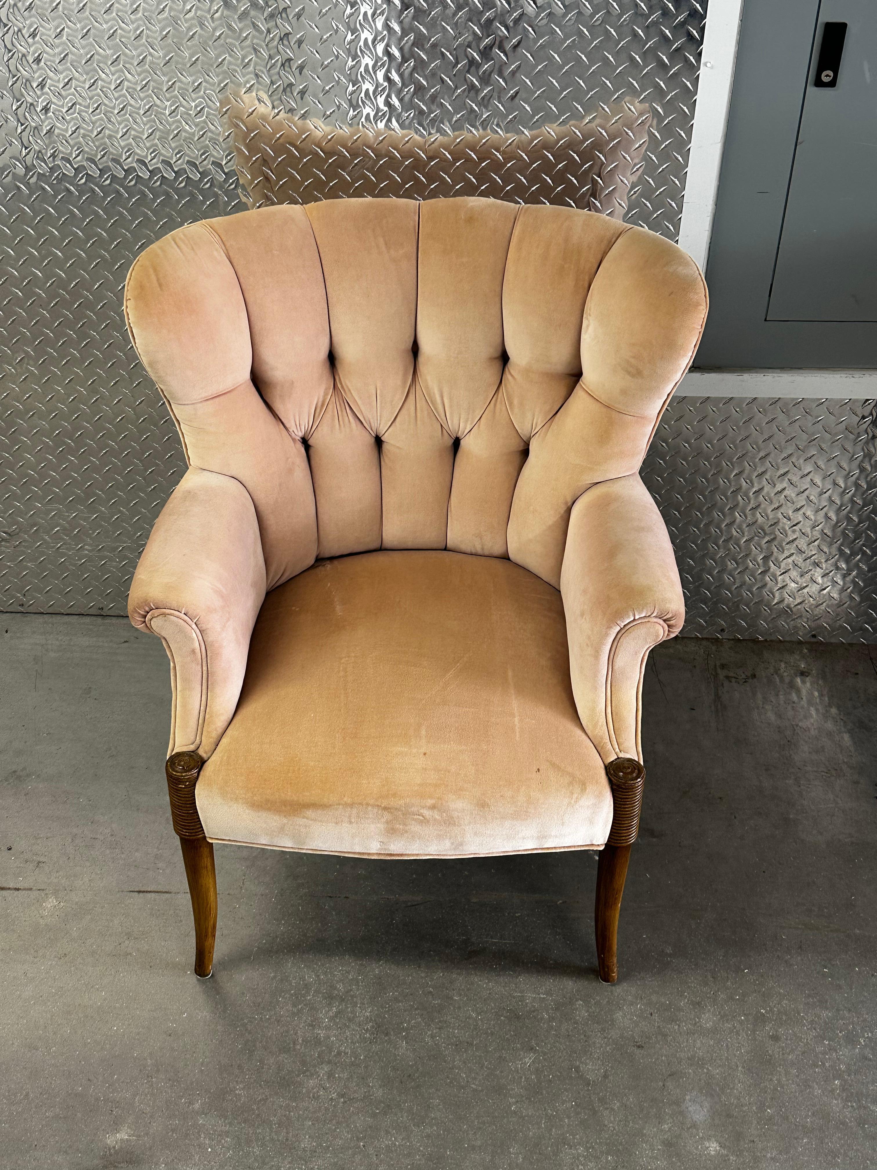 1930s Art Deco Sculptural Pink Velvet Paul Follot Style Arm Chairs, Set of 2 For Sale 6
