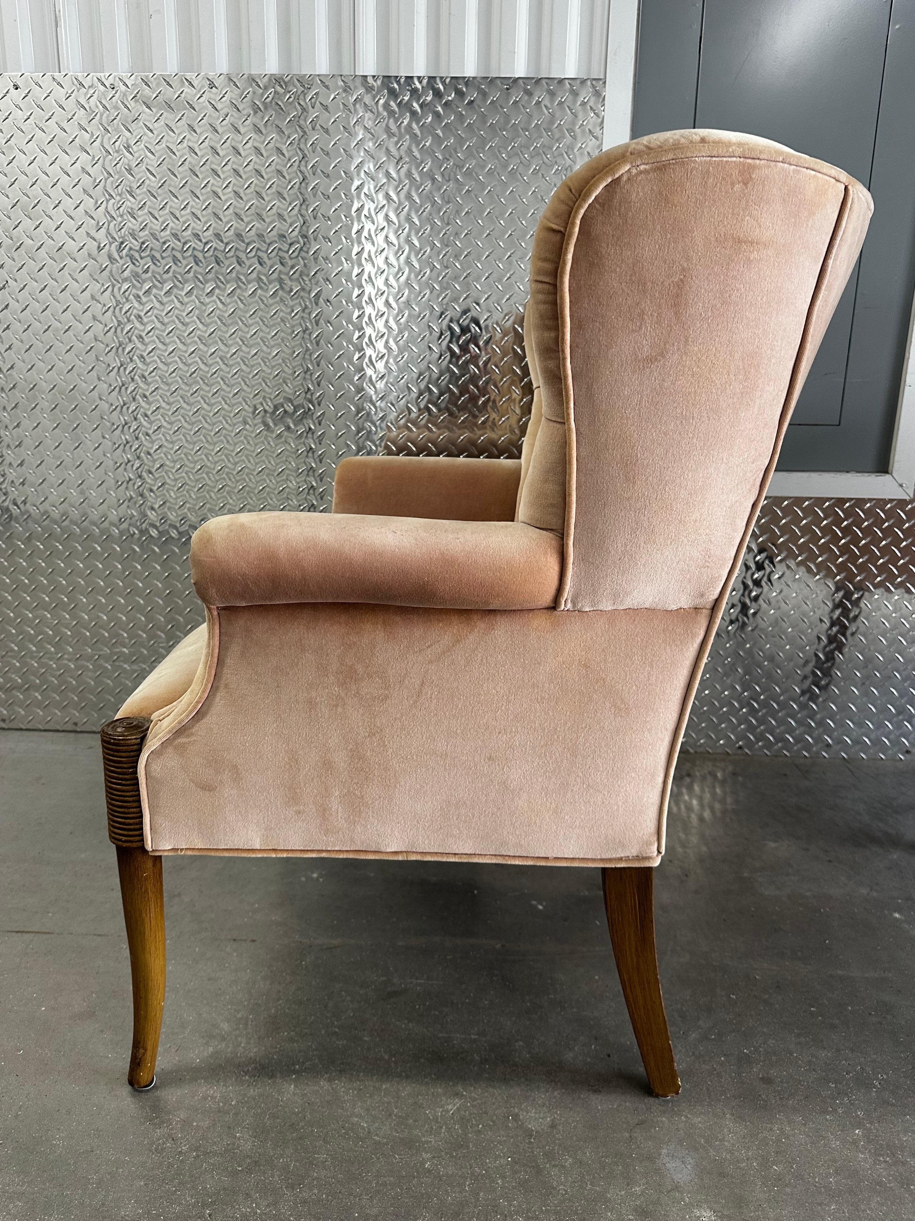 1930s Art Deco Sculptural Pink Velvet Paul Follot Style Arm Chairs, Set of 2 For Sale 8