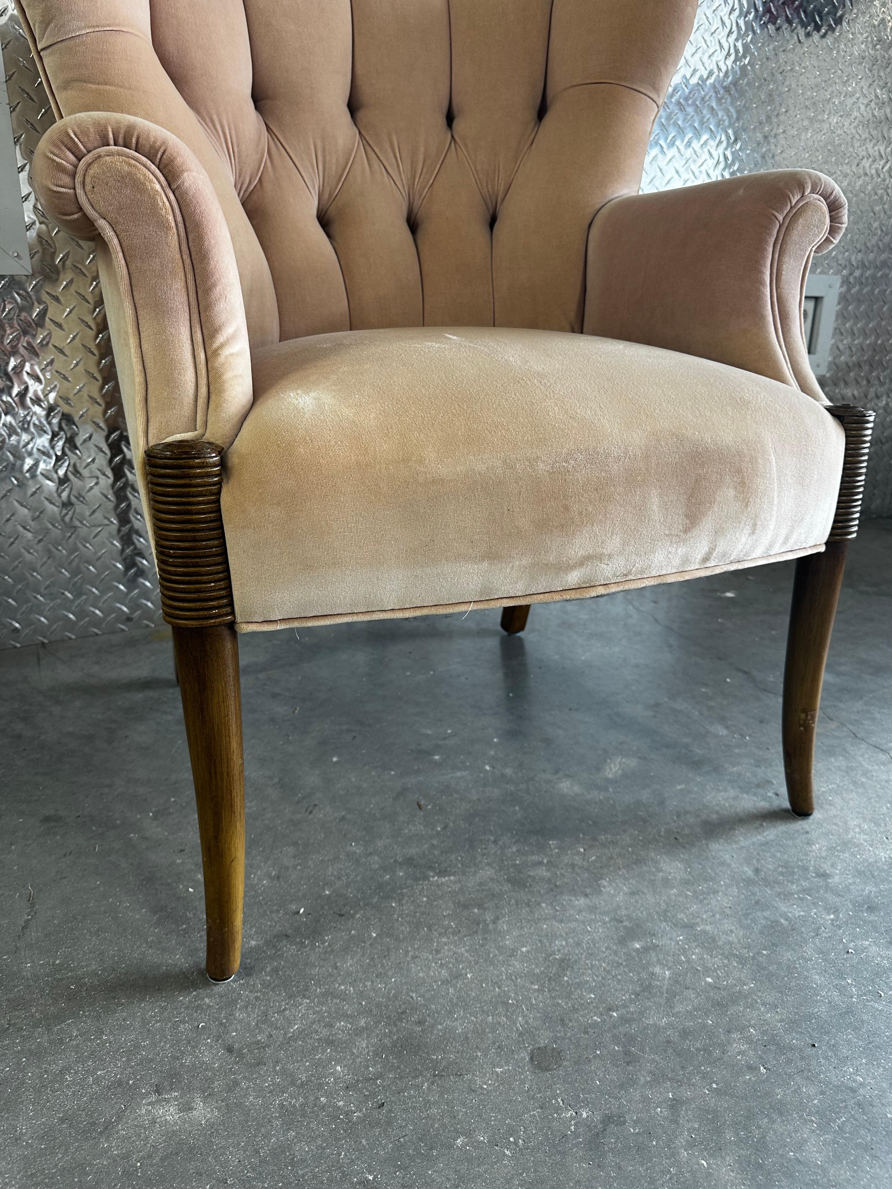 1930s Art Deco Sculptural Pink Velvet Paul Follot Style Arm Chairs, Set of 2 For Sale 10