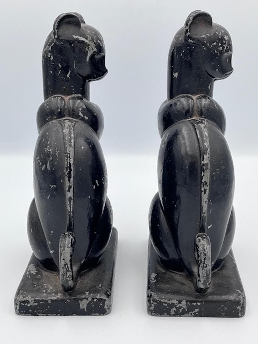 1930's Art Deco Sitzende Katze Buchstützen im Angebot 2